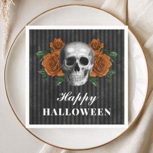Servilleta De Papel Rosas góticas elegantes y calavera Feliz Halloween