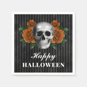 Servilleta De Papel Rosas góticas elegantes y calavera Feliz Halloween