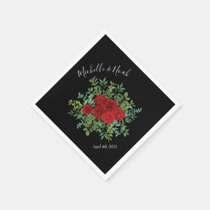 Servilleta De Papel Rosas góticos del Boda Rojo Negro