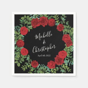 Servilleta De Papel Rosas góticos del Boda Rojo Negro