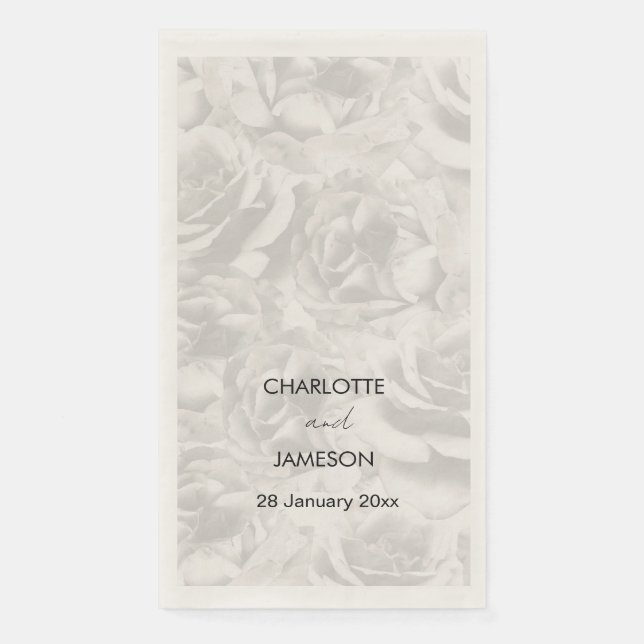 Servilleta De Papel Rosas grises desvaídas para boda personalizada (Anverso)