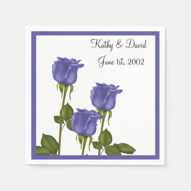 Servilleta De Papel Rosas índigo (Boda) (Anverso)