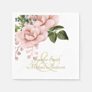 Servilleta De Papel Rosas indulgentes Rubor Pink Gold Boda Bouquet