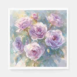 Servilleta De Papel Rosas Lilas Claras Flores Impresionistas