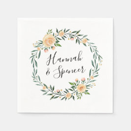 Servilleta De Papel Rosas Melocotón | Boda Personalizada