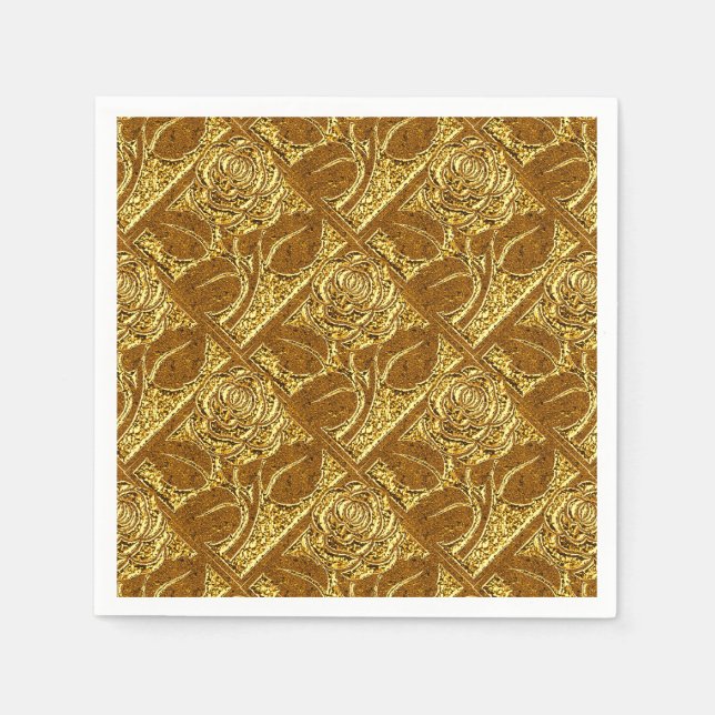 Servilleta De Papel Rosas metalizado-17-Cocktail Napkins (Anverso)