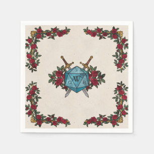 Servilleta De Papel Rosas Monograma D20 Bodas RPG