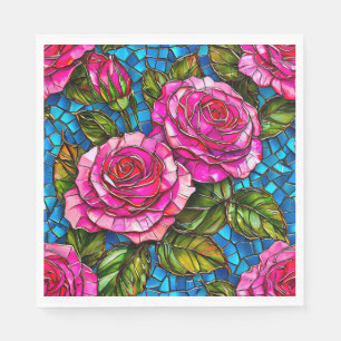 Servilleta De Papel Rosas mosaico rosadas 