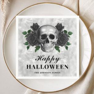 Servilleta De Papel Rosas negras góticas elegantes y feliz Halloween d
