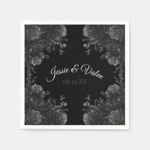 Servilleta De Papel Rosas negras y grises boda gótica