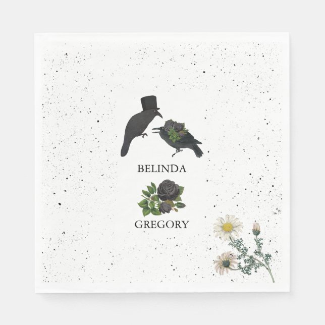 Servilleta De Papel Rosas negros góticos se vuelven Bodas (Anverso)