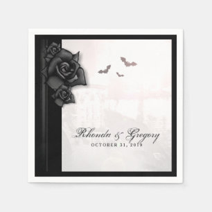 Servilleta De Papel Rosas negros y murciélagos Boda gótico de Hallowee