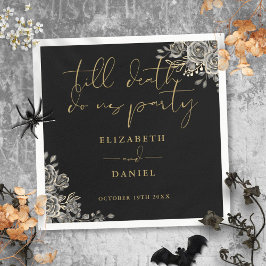 Servilleta De Papel Rosas Negros Y Oro Boda Gótico Floral