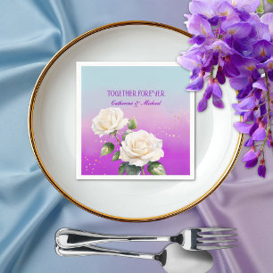 Servilleta De Papel Rosas Ombre Acuarela Azul Púrpura Boda de Primaver