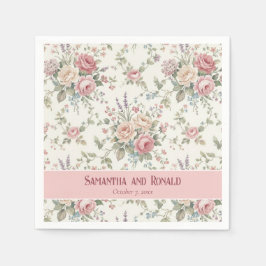 Servilleta De Papel Rosas Pastel Elegantes Boda Shabby Chic 