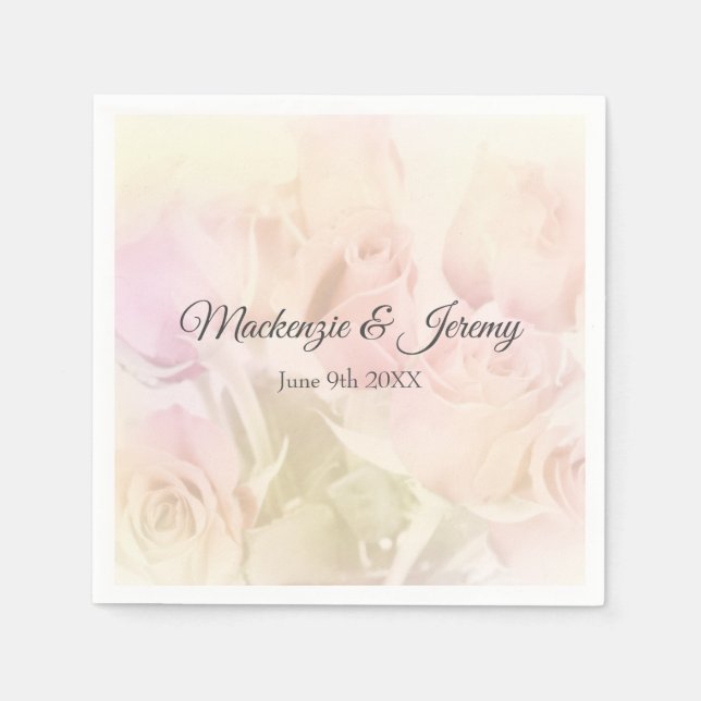 Servilleta De Papel Rosas Pastel Suave (Anverso)