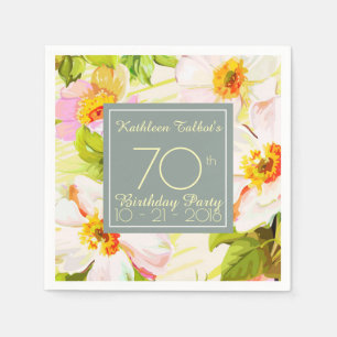 Servilleta De Papel Rosas Peonies 70th Birthday Party Paper