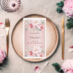 Servilleta De Papel Rosas polvorientos rosados florece cumpleaños eleg