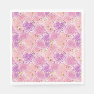 Servilleta De Papel Rosas Purpurinas rosados de Moda Girly