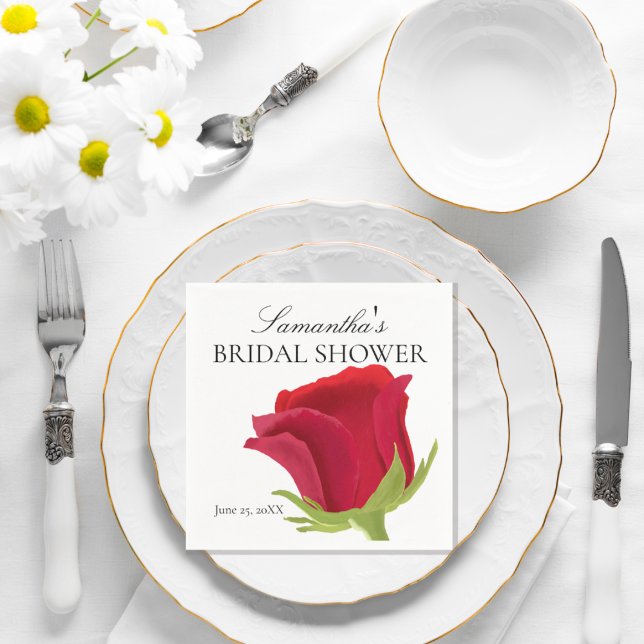 Servilleta De Papel Rosas Rojas Bridal Shower Napkins (Subido por el creador)