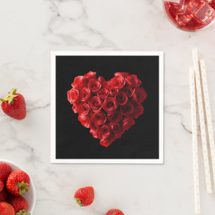 Servilleta De Papel Rosas Rojas con Forma de Corazón-Boda-