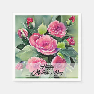 Servilleta De Papel Rosas Rojas Feliz Día de la Madre 