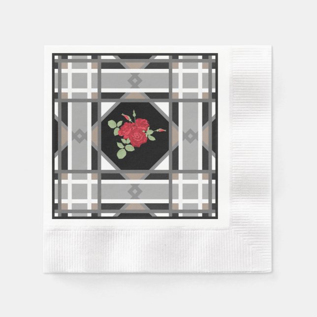 Servilleta De Papel Rosas rojas, retro (Anverso)