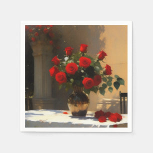 Servilleta De Papel Rosas rojas románticas