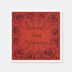 Servilleta De Papel Rosas Rojas Románticas Celebración del Día de San 