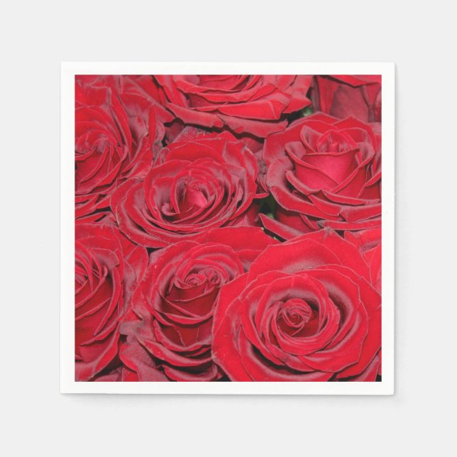 Servilleta De Papel Rosas Rojas Vibrantes (Anverso)