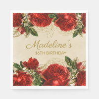 Rosas Rojas Vintage Elegantes Cumpleaños 16