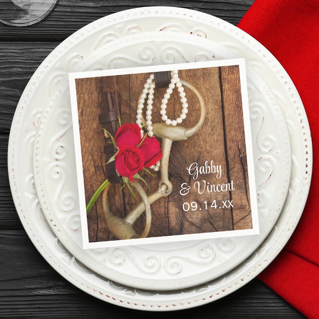 Servilleta De Papel Rosas rojas y países de bit a caballo Boda occiden (Subido por el creador)