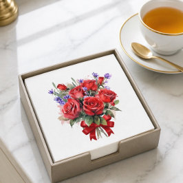 Servilleta De Papel Rosas Rojas y Servilletas de Papel de Lavanda