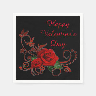 Servilleta De Papel Rosas rojos del el día de San Valentín rojos y