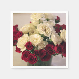 Servilleta De Papel Rosas rojos y blancos