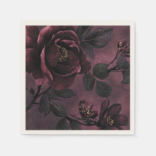 Servilleta De Papel Rosas románticas elegantes y florales oscuras vint