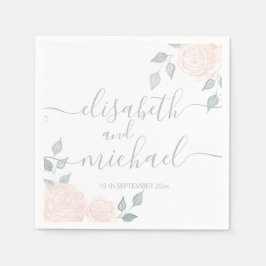 Servilleta De Papel Rosas románticos de calligrafía acuarela