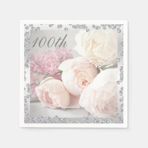 Servilleta De Papel Rosas románticos y diamantes Serviette de cumpleañ