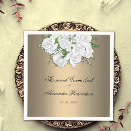 Servilleta De Papel Rosas románticos y elegantes en Boda de oro