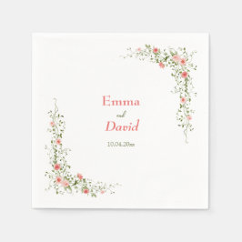 Servilleta De Papel Rosas rosadas botánicas Rústicas de papel boda Nap