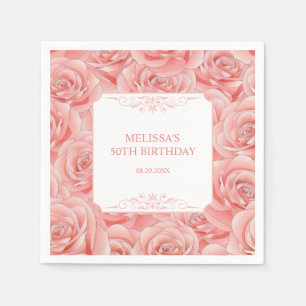 Servilleta De Papel Rosas rosadas de primavera florecen Cumpleaños flo