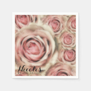 Servilleta De Papel Rosas rosadas Elegante fiesta floral de Shower Nup