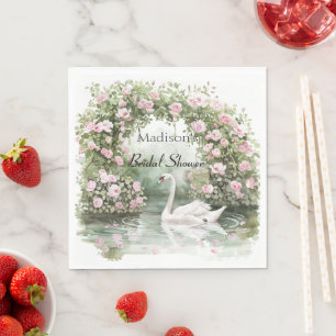 Servilleta De Papel Rosas Rosadas Románticas Lago de los Cisnes Ducha 