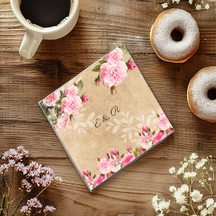 Servilleta De Papel Rosas rosadas vintage, papel rústico, boda, person