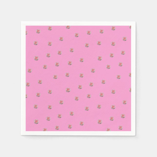 Servilleta De Papel Rosas rosas rosas en rosa (Anverso)