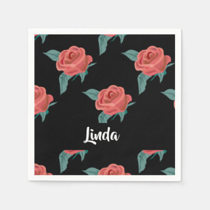 Servilleta De Papel Rosas rosas rosas negras