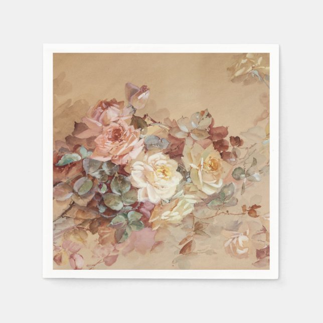 Servilleta De Papel Rosas rosas rosas y amarillas - Franz Bischoff (Anverso)