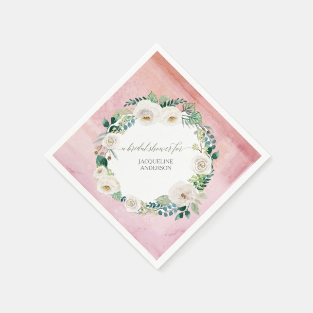 Servilleta De Papel Rosas rusas de ayuno rosado follan floral (Borde)