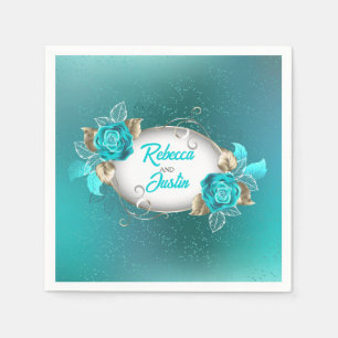 Servilleta De Papel Rosas turquesa Tiffany Floral Moderno Boho