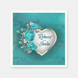 Servilleta De Papel Rosas turquesas Tiffany floral moderno boho